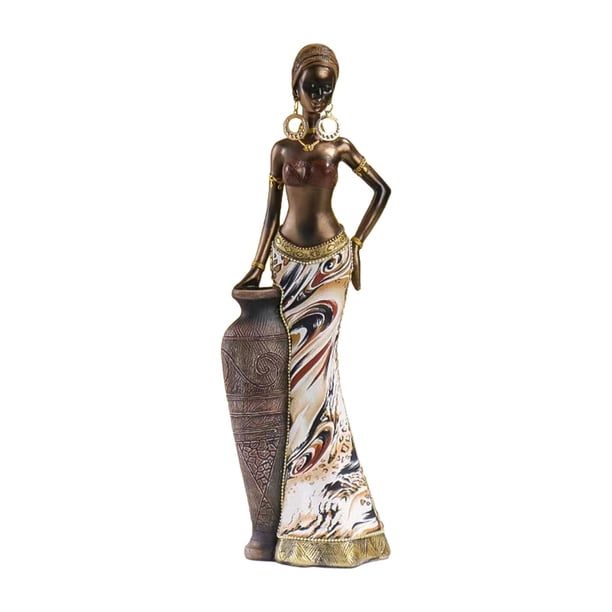 Estatua de mujer Tribal africana, adorno de resina, estatua decorativa Retro para mujer, decoración artesanal hecha a mano para sala de estudio y sala Estilo C