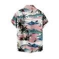 thumbnail image 3 of Hpapadks Summer Shirts for Men Beach Trend Leisure 3D Digital Print Blouses Short Sleeve Lapel Button Down Men Dress Shirt Pink L, 3 of 4