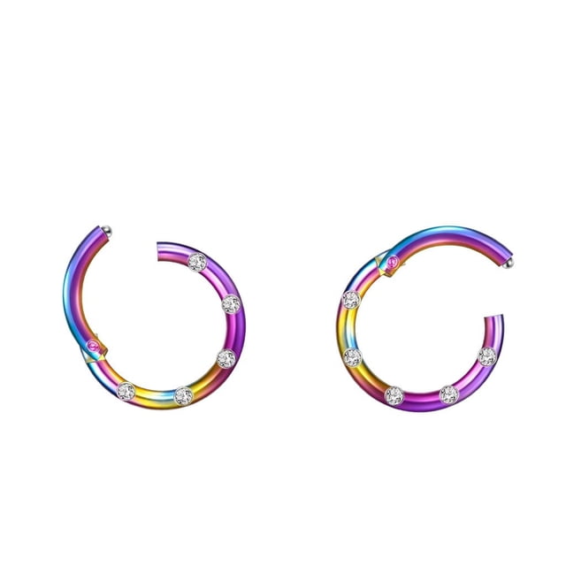 2 piezas de acero sin costura con bisagras de nariz segmento pendiente Labret Septum 16G Sunnimix Anillo de nariz con bisagras sin costuras