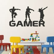 LEAQU Gamer Wall Sticker Boy with Game Controller Wall Decals, Creative Waterproof Self-Adhesive Video Game Wall Posters Gaming Wallpaper Home Decor for Kids Boys Room Bedroom