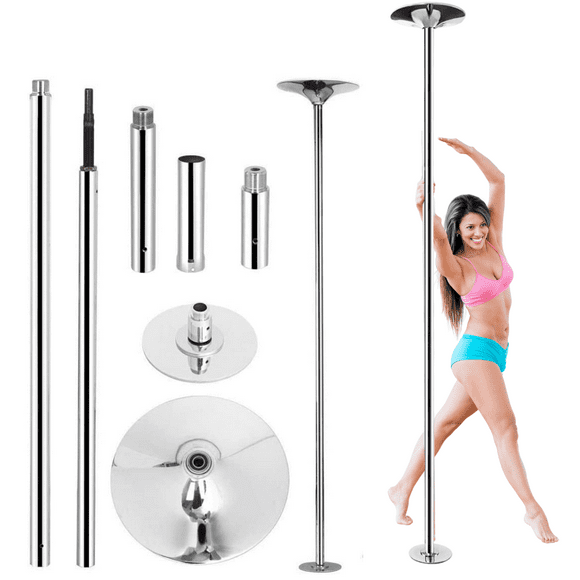 X Dance Pole Professional Stripper Pole Dance Pole Spinning and Static Dancing Pole, Portable Removable 45mm Adjustable 7.4 FT - 9 FT, Fitness Dance Pole Kit for Home Exercise Club and Party, CHROME