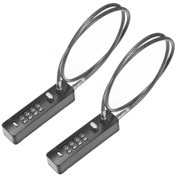 Uxcell 2-Pack Gate Locks for Outdoor Fence, 23.6IN Heavy Steel Cable Rope Keyless 4-Digit Combination Lock Resettable Code Security Cable [Black]