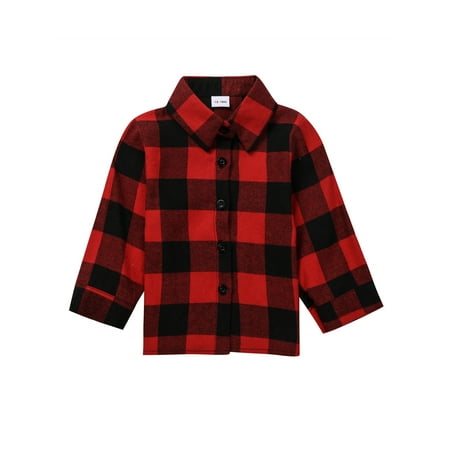 

LisenraIn Christmas Parent-child Blouse Outfits Long Sleeve Plaid Shirt Clothes