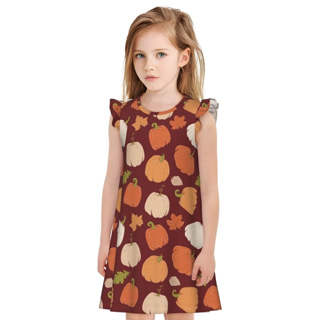 Balery Happy Thanksgiving Day Camisón de princesa para niñas, pijama de algodón con mangas abullonadas, suave y bonito.-XX-Large