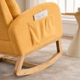thumbnail image 6 of Rocking Chair with Footrest, Yellow Accent Chair High Back Rocker with Storage Pocket, Rubber Wood Rocking Chair for Living Room Nursery Bedroom, 6 of 11