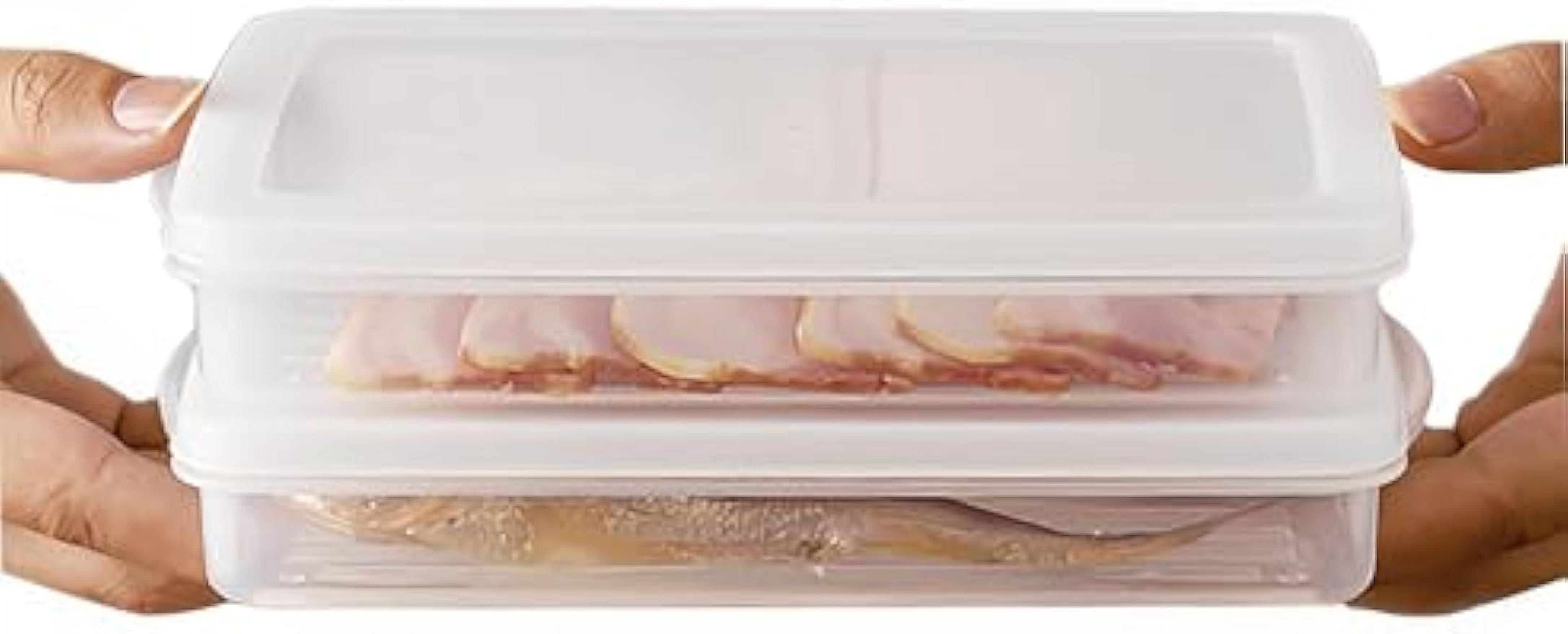 2 Pack Bacon Keeper, Deli Meat Saver Cheese Cold Cuts Plastic Food Storage Containers with lids, for Refrigerator, Lunch Box Christmas Cookie Holder Meal Prep Containers