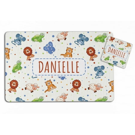

Printtoo Personalized Placemat & Coaster Set For Kids Toddlers Birthday Gift For Boys Gift For Girls Animals-11x17 Inch