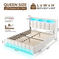 thumbnail image 6 of edx Upholstered Lift Up Storage Bed with LED Lights & USB Charging Station, Queen Size Platform Bed Frame with Underbed Storage, No Box Spring Needed, Wood Slat Support, Beige, 6 of 6