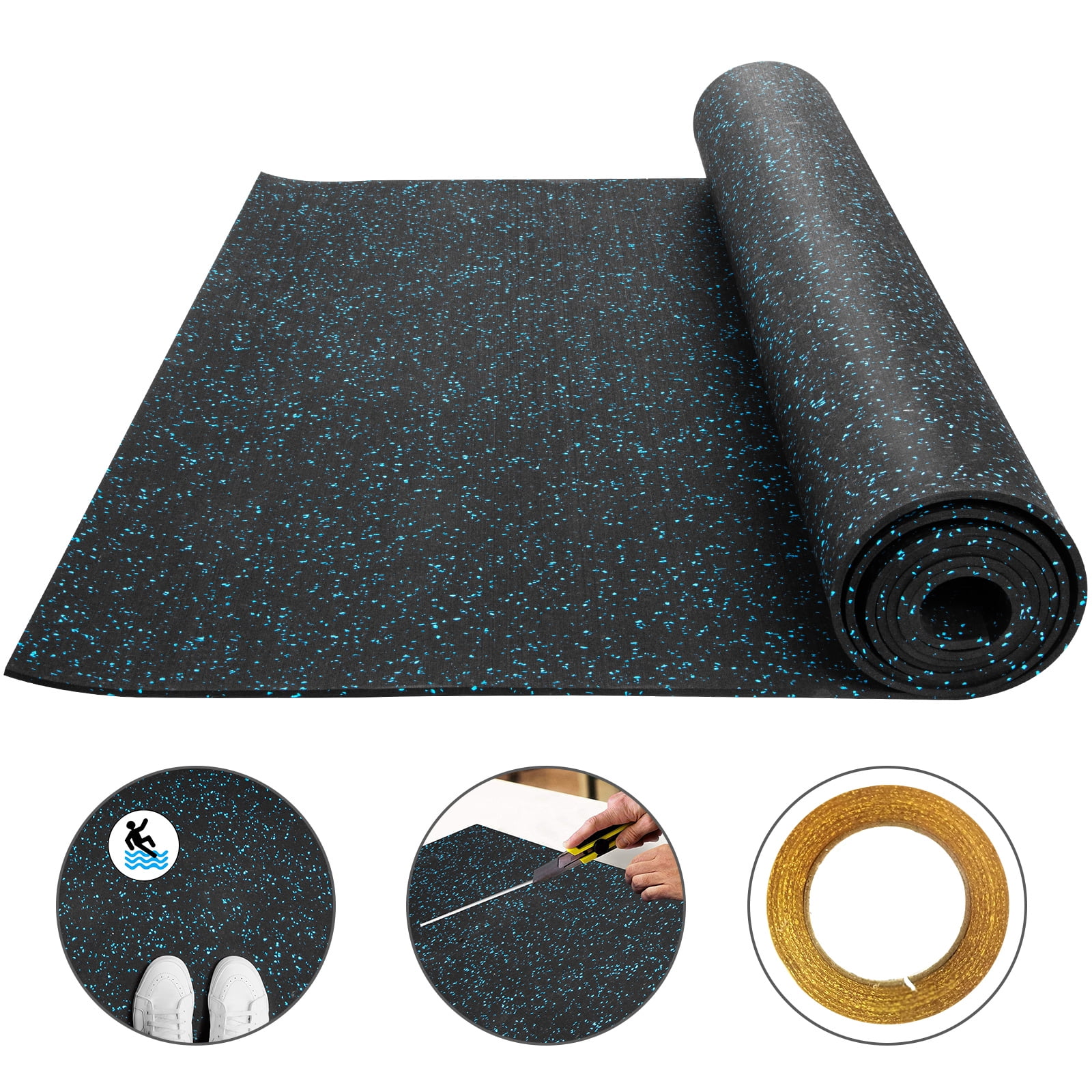 Vevor 3 6 X 10 2 Ft Blue Dot 9 5mm Heavy Duty Gym Flooring Rubber Rolls Epdm Vulcanized Equipment Mats For Or Home Com Gym Flooring Rubber Rolls, Heavy Duty Gym Flooring Rubber Rolls