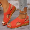 thumbnail image 2 of Orthopedic Sandals for Women Open Toe Breathable Hollow out Slingback Low Wedge Summer Beach Shoes Comfortable Arch Support Nonslip Walking Shoes Red Size 9.5, 2 of 8