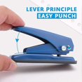 thumbnail image 3 of Single Handheld 1/4 Inches Hole Puncher, 20 Sheet Paper Hole Punch Capacity Metal Hole Puncher With Skid-resistant Base, 3 of 5