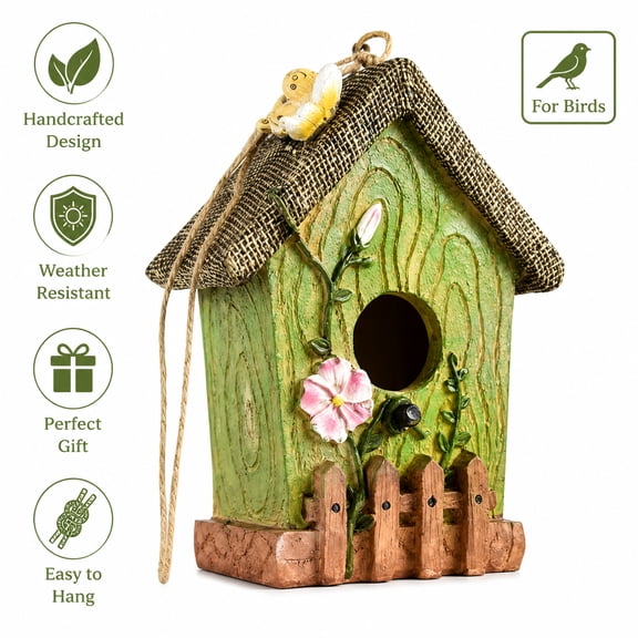Hanging Birdhouses for Garden,Resin Decorative House Of Birds,Colorful Decorative Hummingbirds Houses for Outdoor,Outside Nesting Box for Bird Lovers Tree Swallow Finch Wild Birds