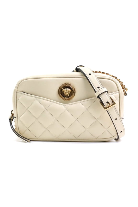 Pre-Owned Versace Medusa Shoulder Bag Leather Light Beige Women's h30235f (Good)