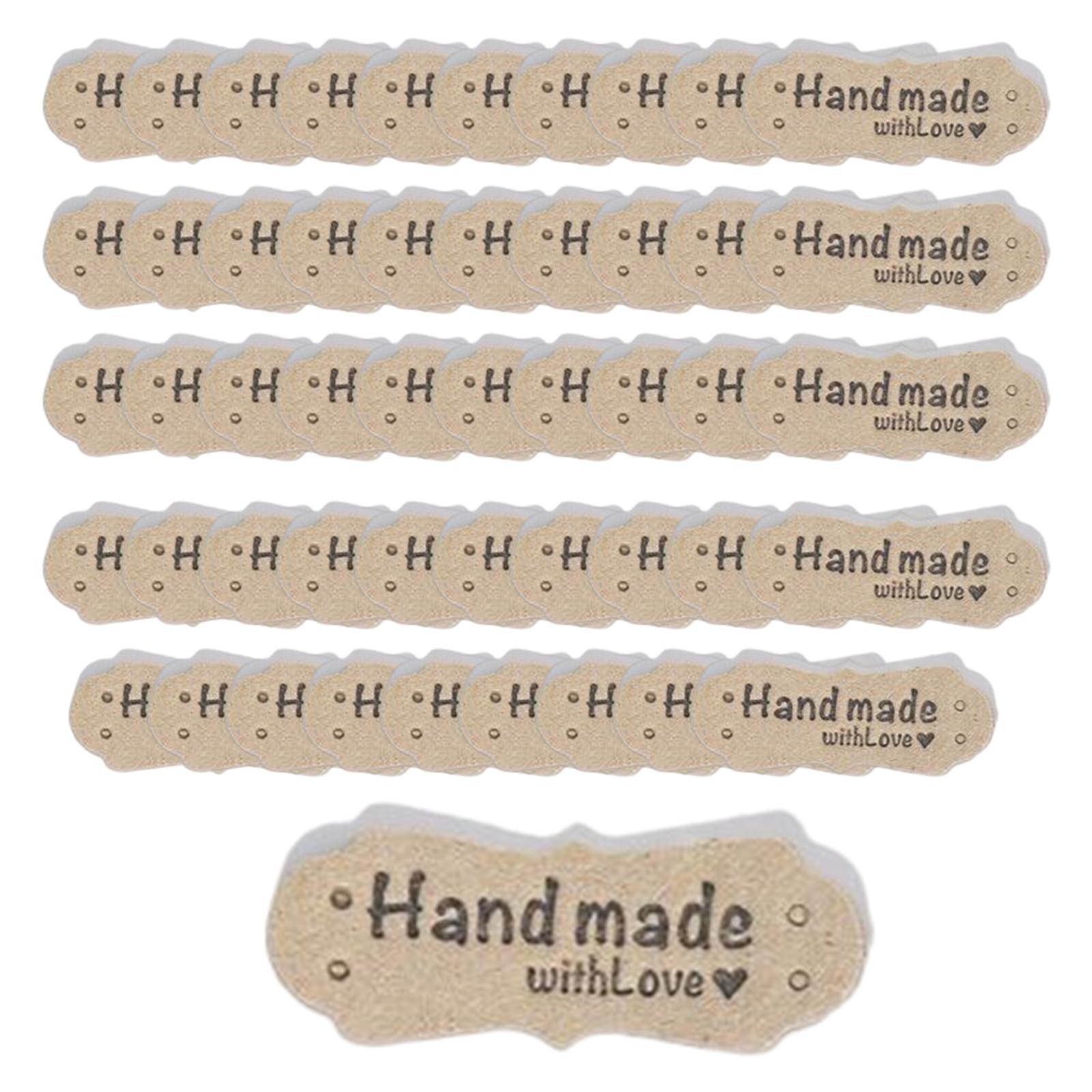 50 Pieces Handmade Tags, Decorative Mark with Holes DIY Crafts  Embellishment Labels for Sewing Clothes Scarves Gloves Purse Green