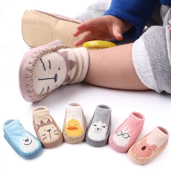 Sock Shoes Baby Girl Korean Version Low Top Shoes Socks Slipper Hole Bow Leather Socks Walking Shoes Babies White 12 Months-18 Months