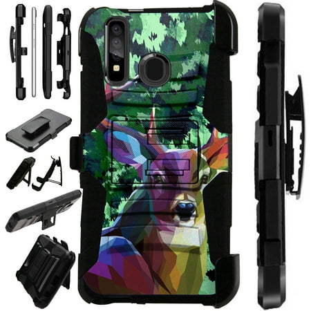 Compatible Samsung Galaxy A50 (2019) Case Armor Hybrid Phone Cover LuxGuard Holster (Deer (Best Day To Hunt Deer 2019)