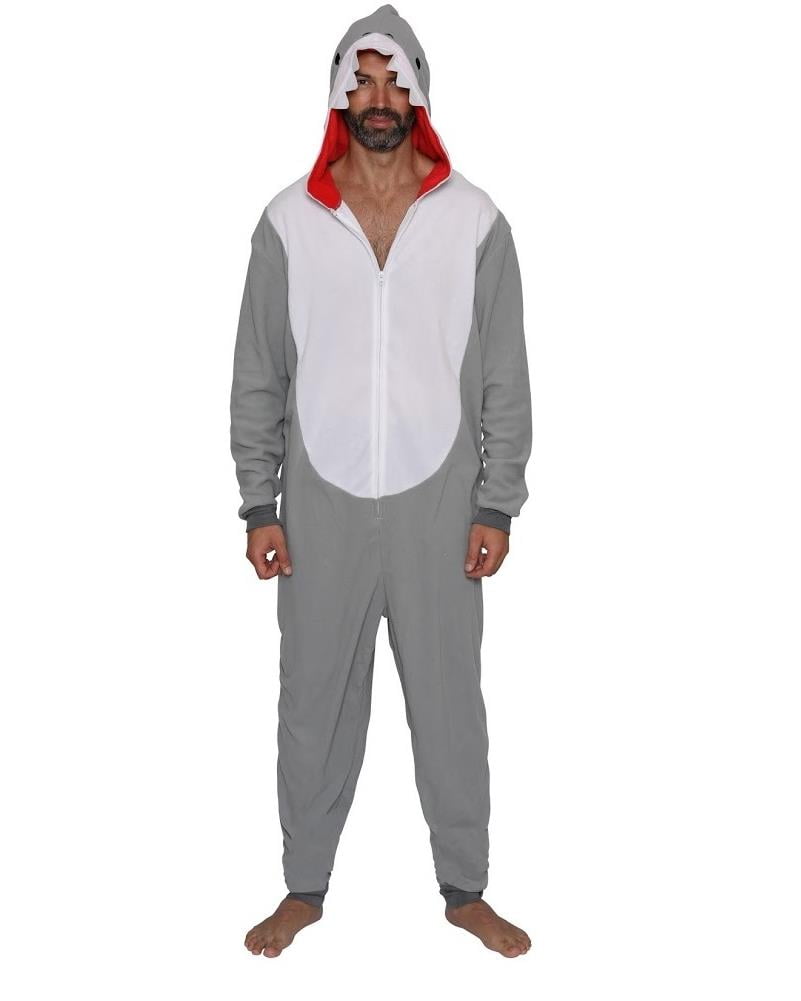 Men’s Shark Union Suit Sz S Scuba Diver Wet Suit Pajamas Pjs Funny Costume
