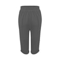 thumbnail image 4 of Outfmvch Linen Capri Pants for Women Straight Wide Leg Linen Palazzo Trousers Cropped Linen Pants Women Loose Fit Wide Leg Wide Leg Crop Pants Plus Size Elastic Waist Trousers Dark Gray S-3XL, 4 of 5