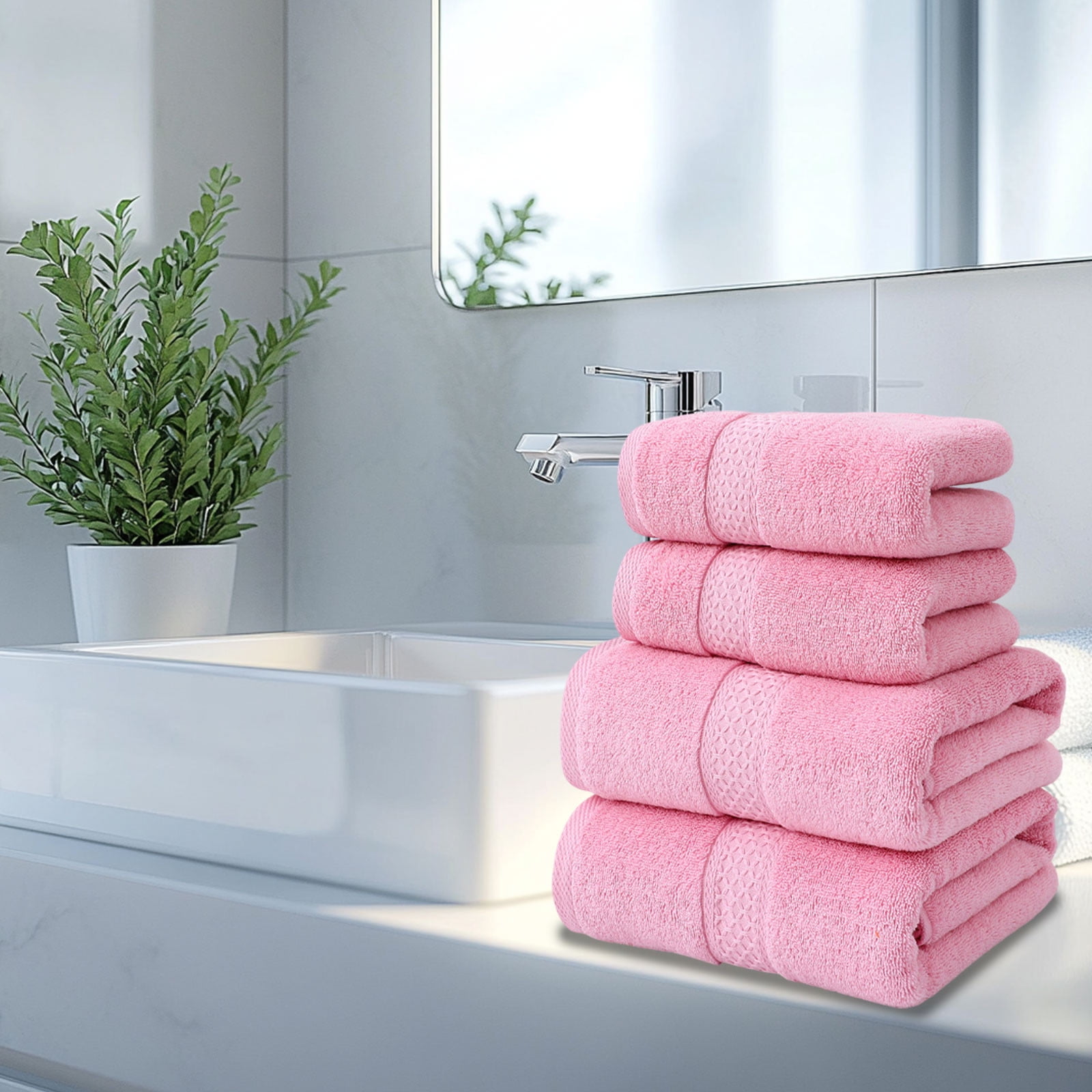Hvmvliv Cotton Bath Towels Cotton Plain Gift Set Towel Multicolor Soft Absorbent Household Bath Towel Towel Pink