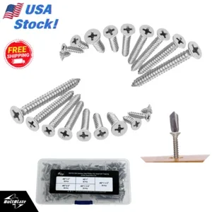 160-Piece Assorted Self-Tapping Wood Screws – Flat Head, 304 Stainless Steel