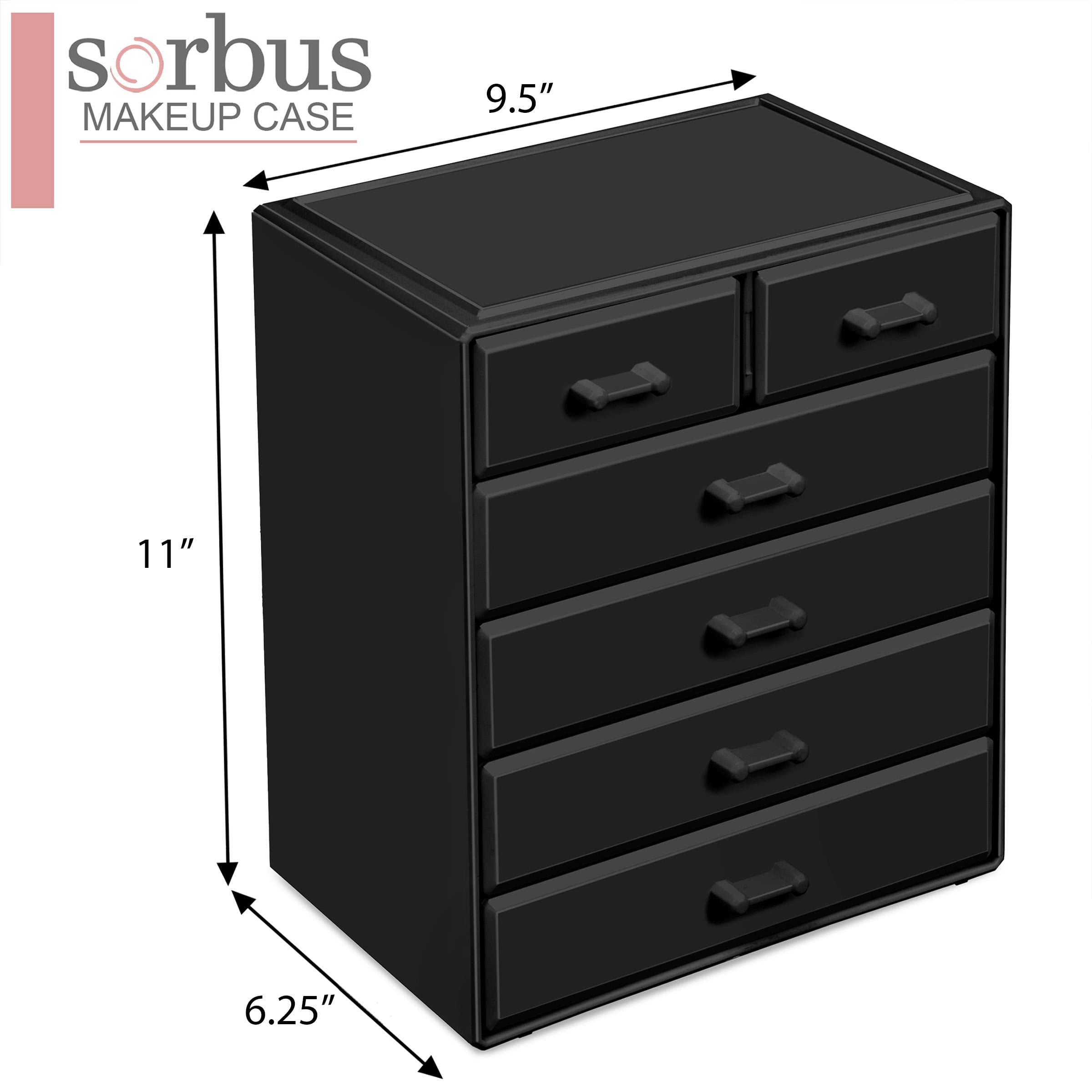 Sorbus Acrylic Makeup Organizer - Organization and Storage Case for Cosmetics Make Up & Jewelry - Large Makeup Organizer for Vanity, Bathroom, College Dorm, Closet, Desk (4 Large, 2 Small Drawers)