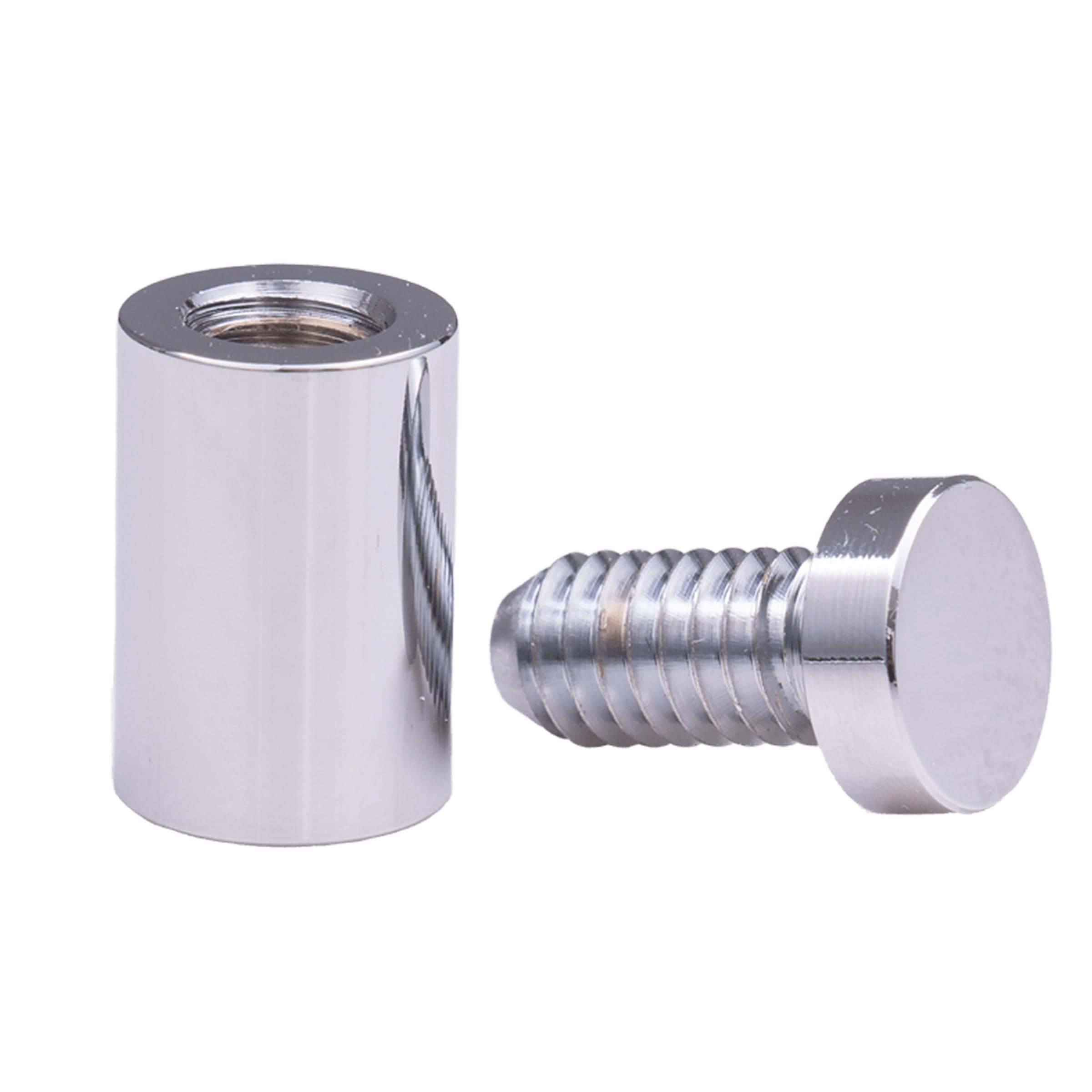 Aluminum Standoffs – Screws & Anchors – 1/2" x 1/2" Economical Sign Mounting Hardware for Interior Signs, Awards, Glass, Metal, or Acrylic Panels & Wall Spacer Kit (Polished Silver, Case of 12)