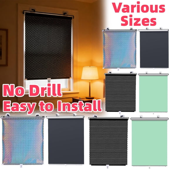 Roller Shades for Windows, 17.7x49.2in Blackout Roller Shades, No Tools No Drill Cordless Blinds for Windows, Thermal Insulated UV Protection Privacy Window Shades for Bedroom, Black