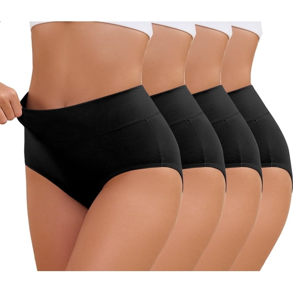 Gai Yi Women's High-Waisted Briefs - Smooth & Shape with All-Day Comfort 4 Pack 2Black 2Black M