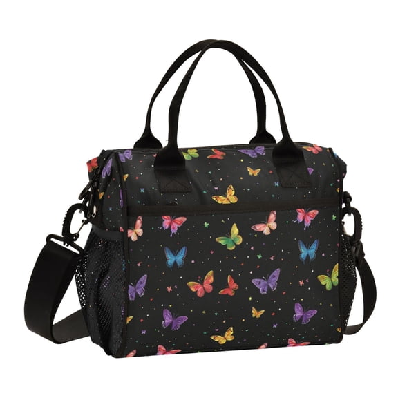 Colorful Little Butterflies Lunch Bag Insulated Lunch Box Leakproof Reusable Cooler Tote Adjustable Shoulder Strap for Men Women 9L