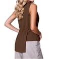 thumbnail image 6 of Ashirexll Summer Tops for Women Women Round Neck Sleeveless Waist Asymmetrical Hem Solid Color Casual Blouse Top, 6 of 7