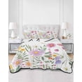 thumbnail image 3 of Botanical Floral Summer Quilt Set Queen Size, Soft Microfiber Quilted Bedding Set with 2 Pillow Shams, Spring Colorful Flowers Butterfly Lightweight All Season Bedspread Coverlet for Bedroom 90"x96", 3 of 6