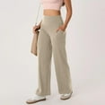 thumbnail image 2 of Pantalones de yoga de mujer de cintura alta y pierna ancha con bolsillos, pantalones de chándal holgados e informales, 2 of 6