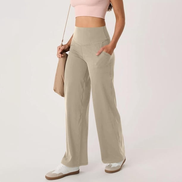 WILLBEST Pantalones Casuales para Mujer, Pantalones de Yoga de Pierna Ancha con Bolsillos, Pantalones Deportivos Holgados y Elásticos para Una Comodidad Durante Todo el Día. Chica