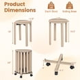 thumbnail image 3 of Costway Stackable Stools Set of 4 with Rolling Base, Locking Casters for Kitchen Apartments Natural, 3 of 10