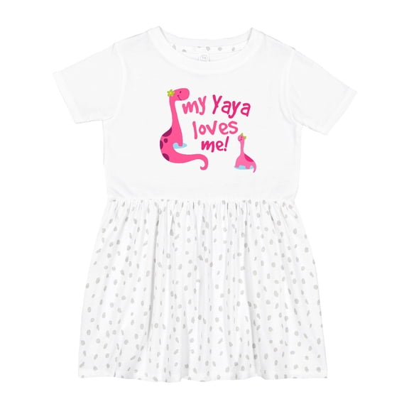 Inktastic My Yaya Loves Me Granddaughter Dinosaur Girls Toddler Dress