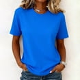 thumbnail image 6 of T Shirts for Women Short Sleeve Crewneck Cotton Tops Summer Casual Breathable Basic Tee Tshirt Blue L, 6 of 6