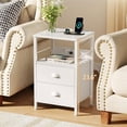 thumbnail image 4 of Nightstand with Charging Station, Black Night Stand with 2 Fabric Drawers, Side Table with USB Ports, End Table with Storage Shelf, for Living Room/Bedroom, 4 of 9