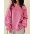 thumbnail image 5 of Women'S Oversized Sweaters Long Sleeve Crew Neck Fuzzy Knit Casual Chunky Pullover Sweater Fall Pink L, 5 of 7