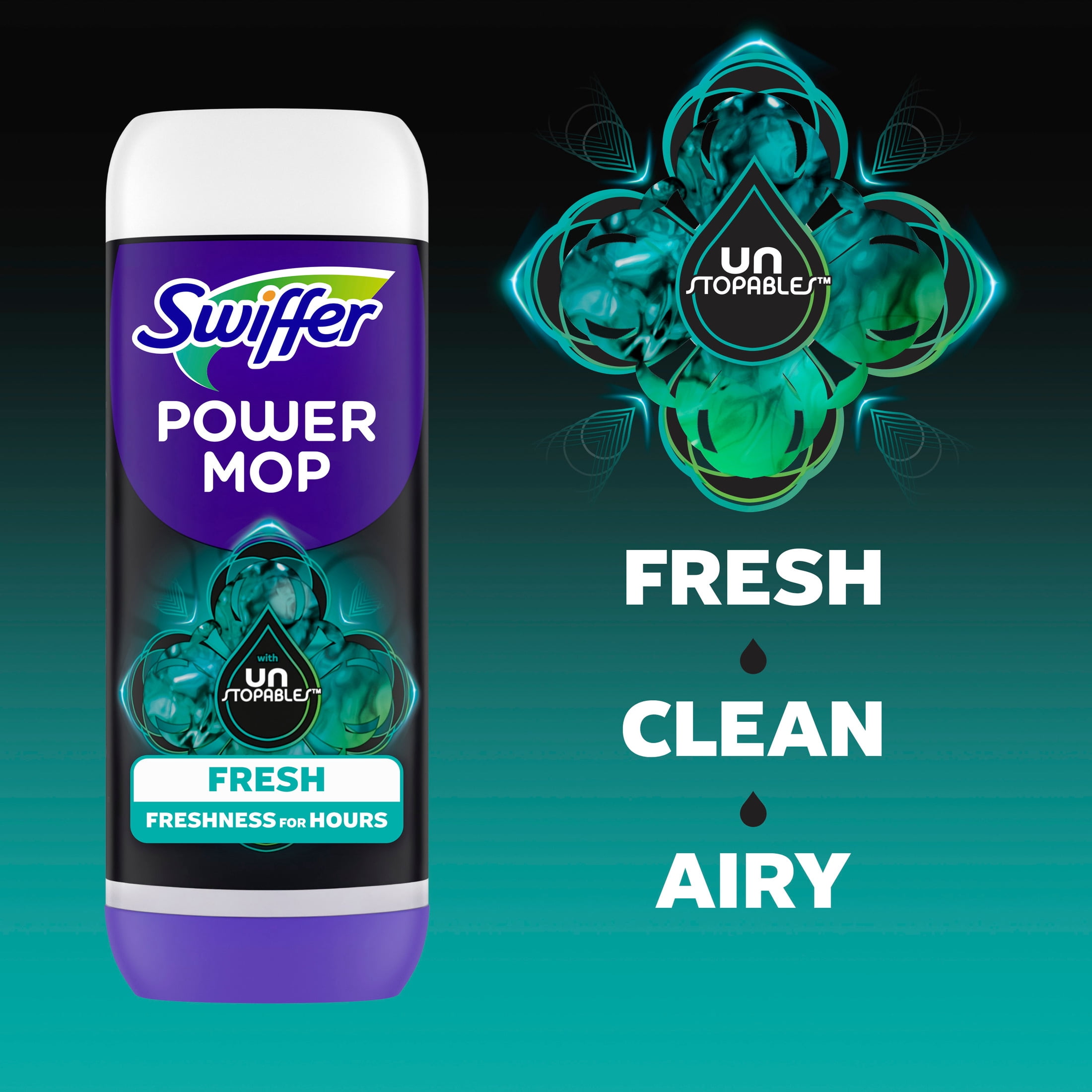 (2 pack) Swiffer PowerMop Solution with Unstopables Fresh Scent, Double Pack