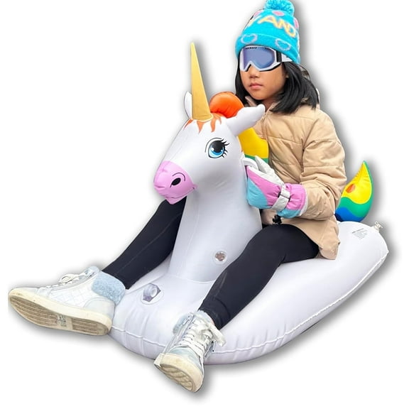 Sled Unicorn Snow Tube Inflatable 49 inches Long One Person snow and water Rider for Kids by Jet Creations FUN-UNICORNM