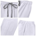 thumbnail image 5 of Men's Two Piece Medical Scrub Uniforms Stretch Anti-Wrinkle V-Neck Top Yoga Elastic Waist Multi Pocket Jogger Scrub Pants White 2XL, 5 of 6