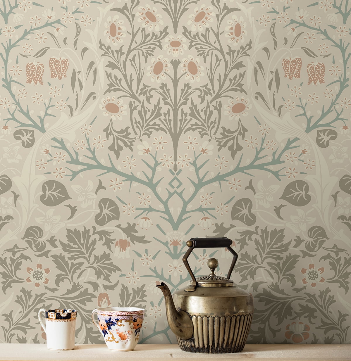 Seabrook Designs Lunar Rock & Clay Victorian Garden Floral Prepasted Wallpaper - 20.9 in. W x 33 ft. Roll