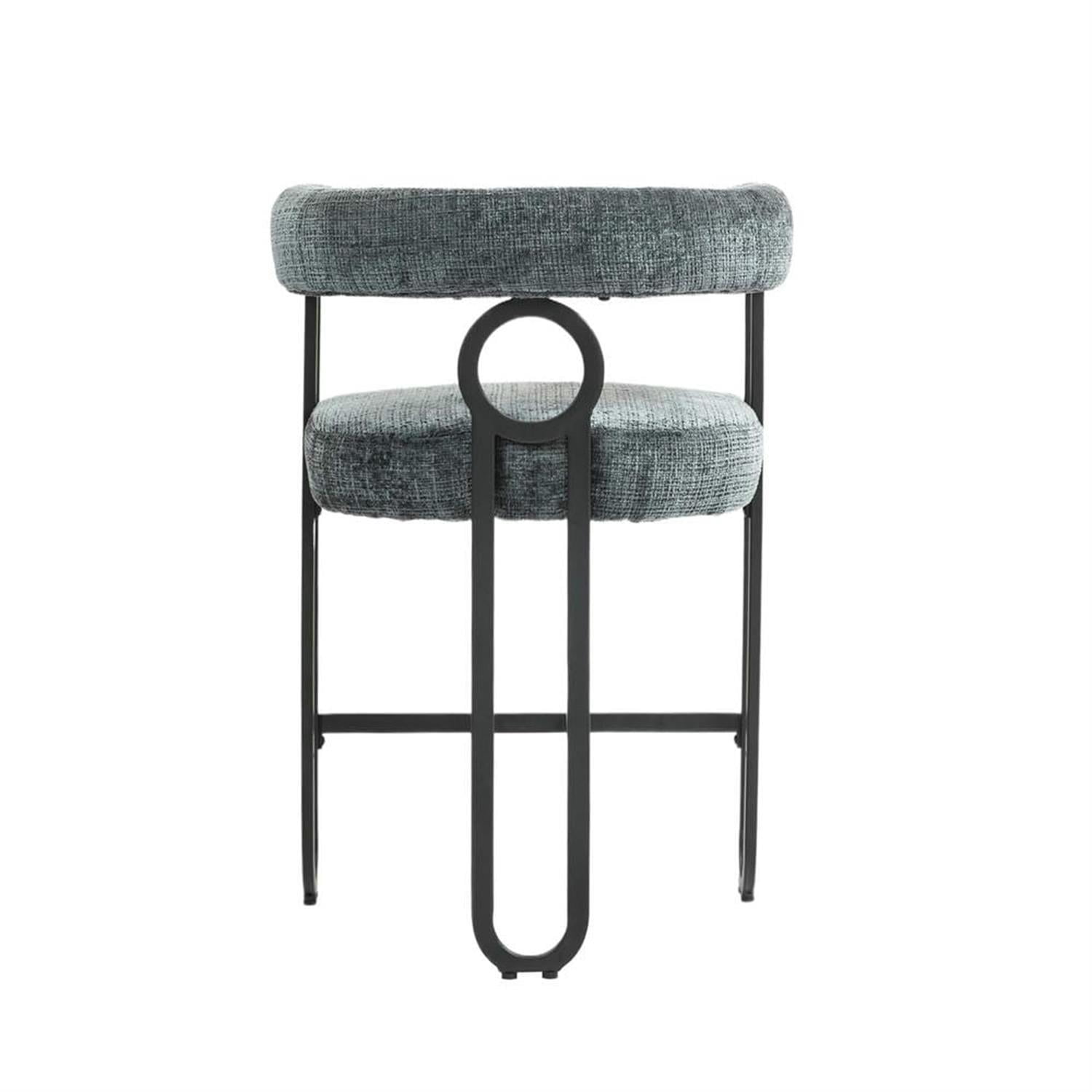 Demi Bonn 34" Counter Height Bar Stools Set of 2, Upholstered Barstools with Back, Kitchen Island Countertop Chairs for Dining Room, Gray