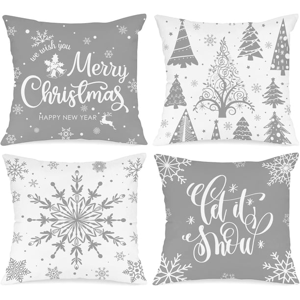 Lanpn - Juego de 4 fundas de almohada navideñas de 18.0 x 18.0 in, decorativas de 18.0 in, fundas de almohada para el hogar, dormitorio, habitación, vacaciones, decoración del sofá