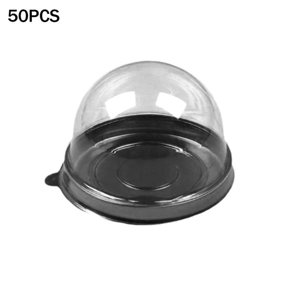 Mini Cake Containers With Clear Dome Lids, Clear Plastic Disposable Individual Small Baking Box for Desserts,cupcake, Mooncake, Cheesecake, Cocoa Bomb, Strawberry G7T8