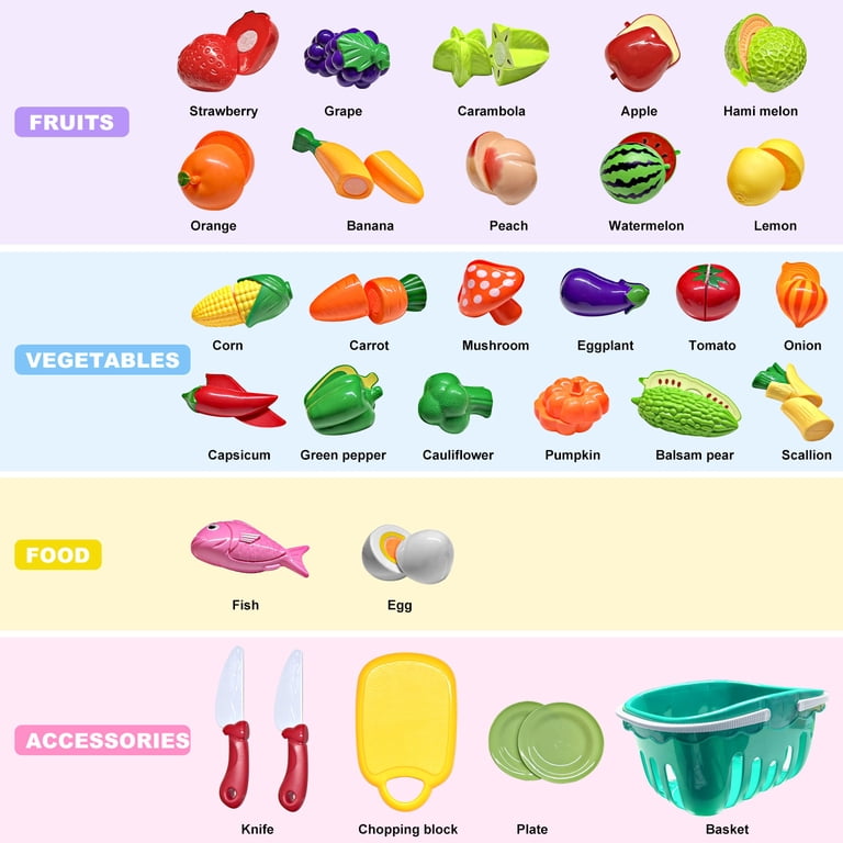 BEEPRINCESS 30-Piece Play Food Set with Storage Basket photo 4