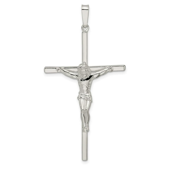 Handcrafted Crucifix Cross Pendant for Men and Women in Sterling Silver or White Gold with Jesus Figure and Polished Finish Spiritual Religious Jewelry Necklace