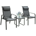 thumbnail image 1 of Patiojoy 3PCS Patio Adjustable Back Stackable Chairs Side Table Set Bistro Set Classic Furniture Chair Set for Garden Grey, 1 of 6