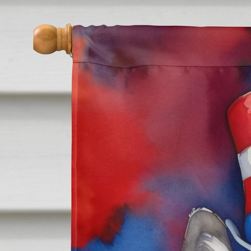 Keeshond Patriotic American House Flag 28 in x 40 in