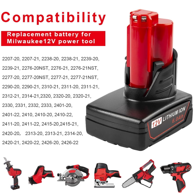 ASUNCELL 2 Batterie Litio 12V 8Ah Per Utensili Milwaukee M12 - Compatibili Con 48-11-2411, 2420, 2401, 2402 E Molti Altri Modelli